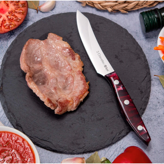 3 Claveles Koi - Set de 4 Cuchillos Chuleteros Acero Inoxidable 01049