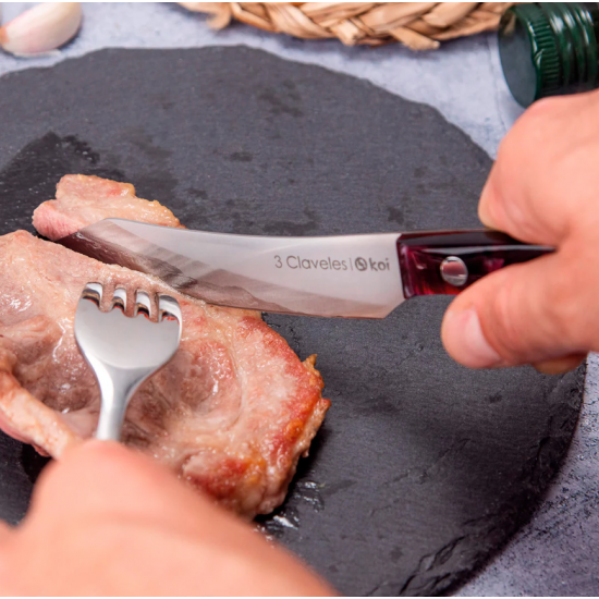 3 Claveles Koi - Set de 4 Cuchillos Chuleteros Acero Inoxidable 01049