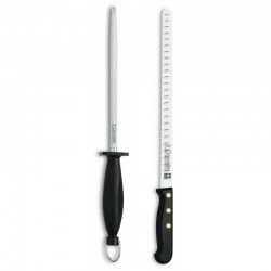 3 Claveles POM - Kit Cuchillo Jamonero Profesional Alveolado 29 cm y Chaira 01721