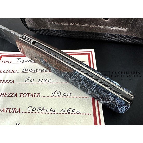 CavedonArt Tiburón Mini Fatcarbon Coral Acero Damasteel CavedonArt Tiburón Mini Fatcarbon Coral Acero Damasteel