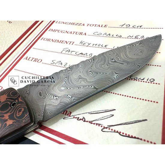 CavedonArt Tiburón Mini Fatcarbon Coral Acero Damasteel CavedonArt Tiburón Mini Fatcarbon Coral Acero Damasteel