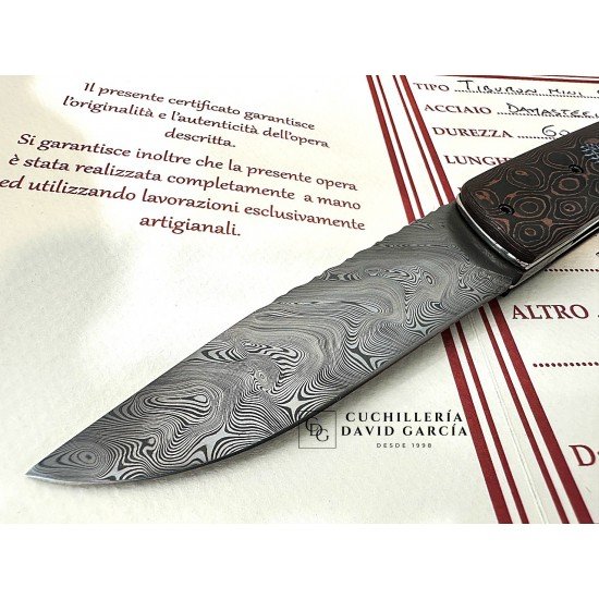 CavedonArt Tiburón Mini Fatcarbon Coral Acero Damasteel CavedonArt Tiburón Mini Fatcarbon Coral Acero Damasteel