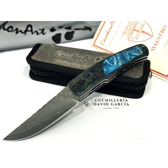 CavedonArt Jabalí  CarboCoral  Acero Damasco San Mai 