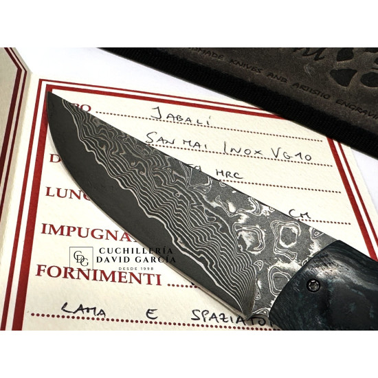 CavedonArt Jabalí  CarboCoral  Acero Damasco San Mai 