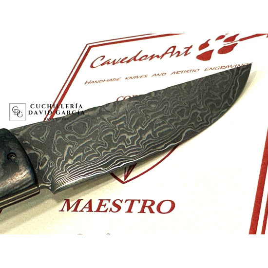 CavedonArt Jabalí  CarboCoral  Acero Damasco San Mai 