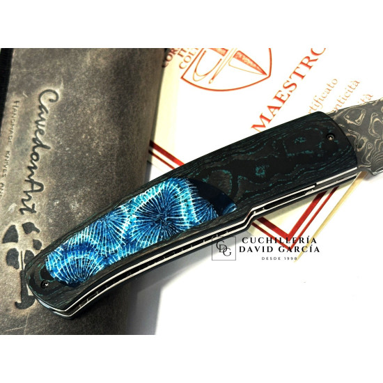 CavedonArt Jabalí  CarboCoral  Acero Damasco San Mai 