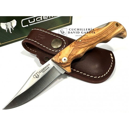 Cudeman 333-LF Texana Madera de Olivo Funda Cuero