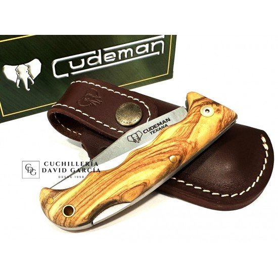 Cudeman 333-LF Texana Madera de Olivo Funda Cuero