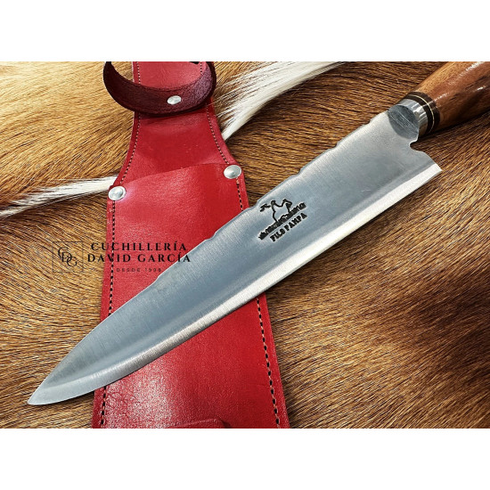 Filopampa Juego de Asado Artesanal  Cuchillo Criollo  - Tenedor - Funda Cuero 