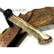 Cuchillo Artesano José García Fernandez  Acero Carbono 5160 con Mango de Roseta de Ciervo y Cuerna de Gamo