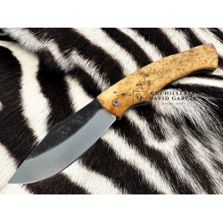 Forja Celta Navaja Bárbara Acero carbono 5160 - Madera seleccionada de Burl Chesse Espaltada y estabilizada