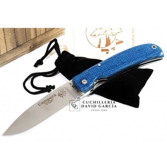 J&V Cuchillos de Aventura Campera Micarta Turquesa Acero14C28N 1416-MT