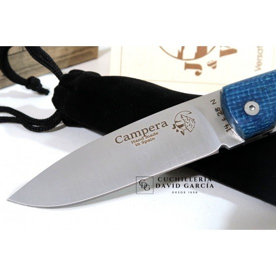 J&V Cuchillos de Aventura Campera Micarta Turquesa Acero14C28N 1416-MT