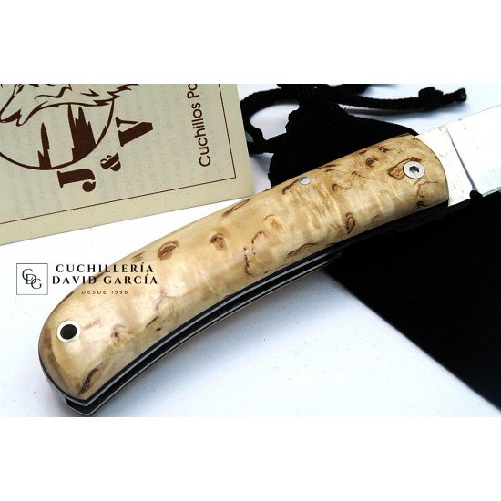 J&V Cuchillos de Aventura Campera Madera de Abedul Acero carbono XC75