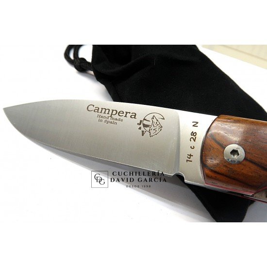 J&V Cuchillos de Aventura Campera Madera de Cocobolo Acero14C28N J&V Cuchillos de Aventura Campera Madera de Cocobolo Acero14C28N