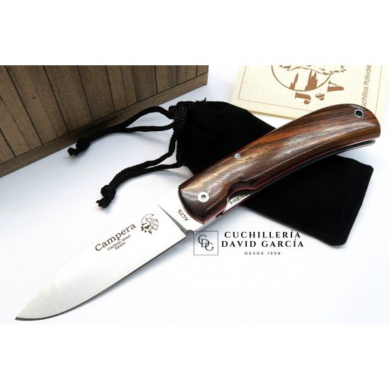 J&V Cuchillos de Aventura Campera Madera de Cocobolo Acero carbono XC75