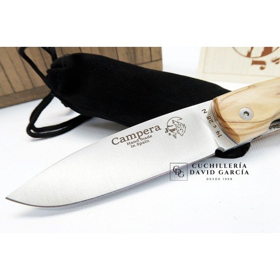 J&V Cuchillos de Aventura Campera Madera de Olivo Acero14C28N J&V Cuchillos de Aventura Campera Madera de Olivo Acero14C28N