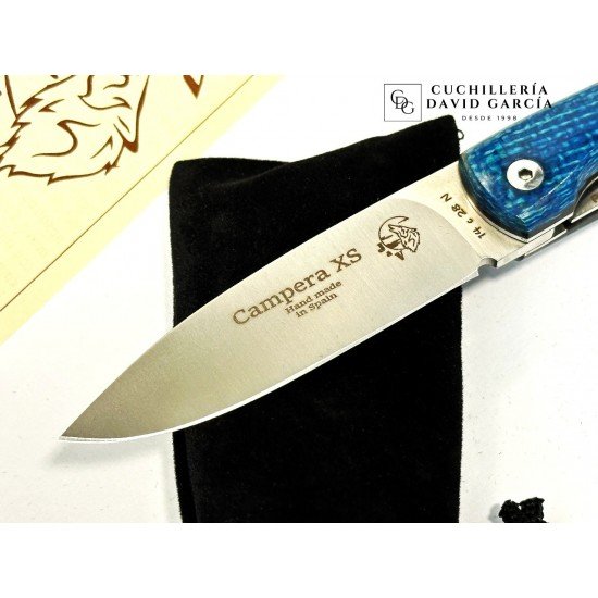 J&V Cuchillos de Aventura Campera XS Micarta Turquesa Acero14C28N 1416-XS-MT J&V Cuchillos de Aventura Campera XS Micarta Turquesa Acero14C28N 1416-XS-MT