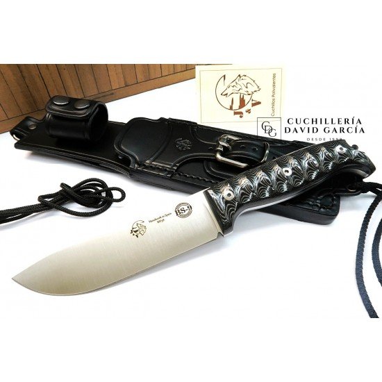 J&V  Cuchillos de Aventura BS-9 G10 Micarta Negra Funda Piel 1601-MN-MV