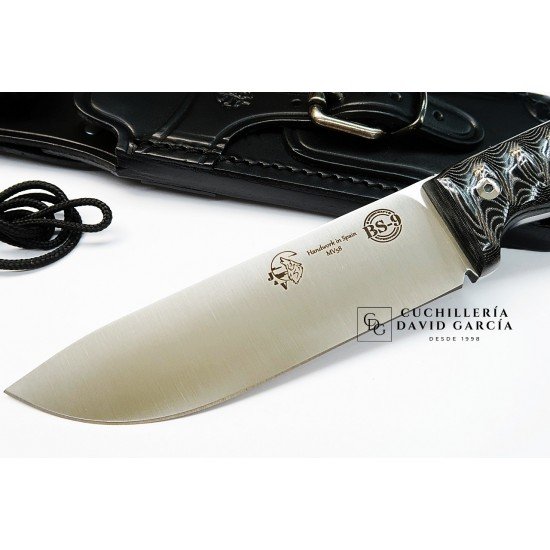 J&V  Cuchillos de Aventura BS-9 G10 Micarta Negra Funda Piel 1601-MN-MV