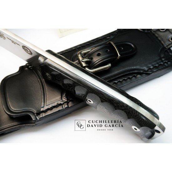 J&V  Cuchillos de Aventura BS-9 G10 Micarta Negra Funda Piel 1601-MN-MV