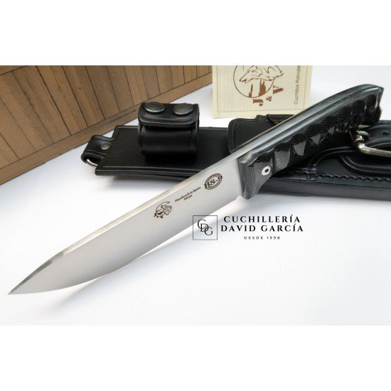 J&V  Cuchillos de Aventura BS-9 G10 Micarta Negra Funda Piel 1601-MN-MV