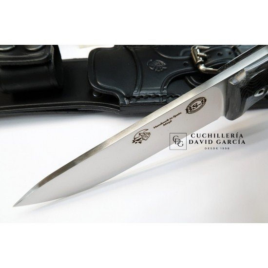 J&V  Cuchillos de Aventura BS-9 G10 Micarta Negra Funda Piel 1601-MN-MV