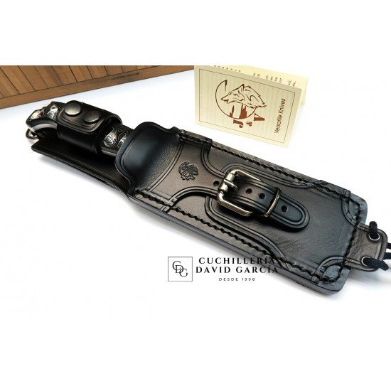 J&V  Cuchillos de Aventura BS-9 G10 Micarta Negra Funda Piel 1601-MN-MV