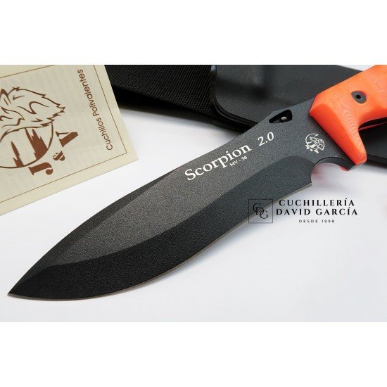 J&V Cuchillos de aventura Scorpion 2.0 Pavonado  Micarta Naranja 1011-MF-PA