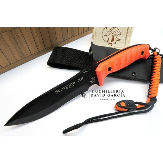 J&V Cuchillos de aventura Scorpion 2.0 Pavonado  Micarta Naranja 1011-MF-PA