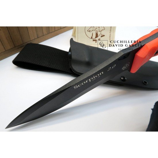 J&V Cuchillos de aventura Scorpion 2.0 Pavonado  Micarta Naranja 1011-MF-PA