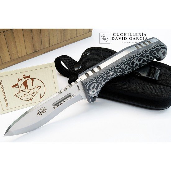J&V Cuchillos de Aventura Titan XL Micarta Gris Funda Cordura 1235-M6 J&V Cuchillos de Aventura Titan XL Micarta Gris Funda Cordura 1235-M6