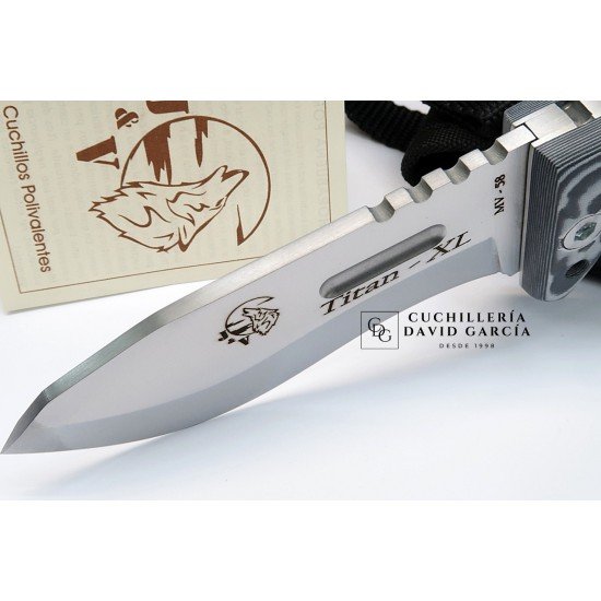 J&V Cuchillos de Aventura Titan XL Micarta Gris Funda Cordura 1235-M6 J&V Cuchillos de Aventura Titan XL Micarta Gris Funda Cordura 1235-M6