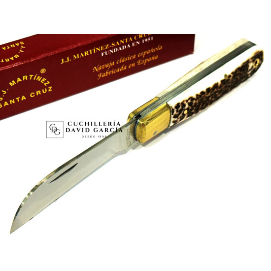 Navaja JJ.Martinez  Campera Asta de Ciervo - Hoja Pico Loro - Acero Inoxidable