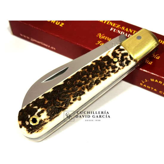 Navaja JJ.Martinez  Campera Asta de Ciervo - Hoja Pico Loro - Acero Inoxidable