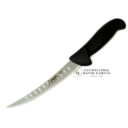 Java Cuchillo Deshuesador Alvaolado Hoja inyectada curvo rígido negro 15 cm