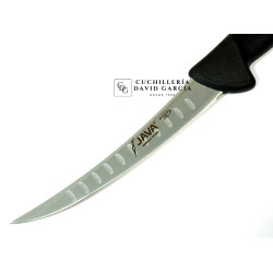 Java Cuchillo Deshuesador Alvaolado Hoja inyectada curvo rígido negro 15 cm