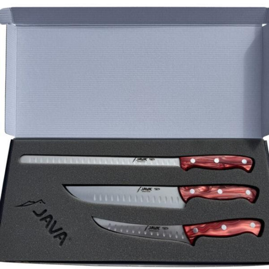Java Pack Cuchillos Corte Jamón Nácar Rojo 715-R