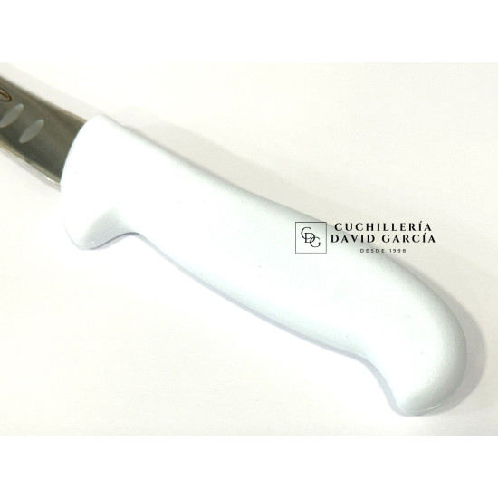Java Cuchillo Deshuesador Alveolado Hoja inyectada curvo rígido blanco 15 cm