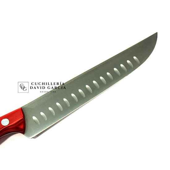 Java Cuchillo Norte  Nacar Rojo - Hoja Alveolada de 20 cm