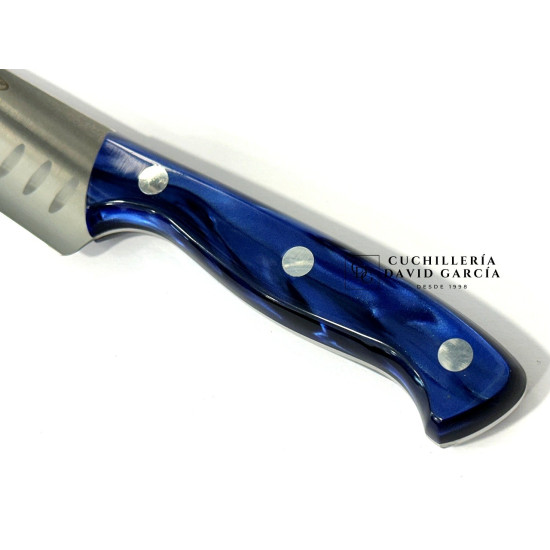 Java Cuchillo Norte  Nacar Zafiro - Hoja Alveolada de 20 cm
