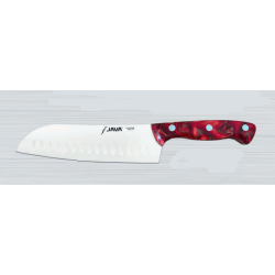 Java Cuchillo Santoku Nova Nacar Rojo Alveolado 20 cm
