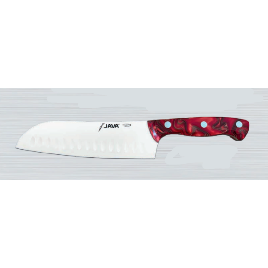 Java Cuchillo Santoku Nova Nacar Rojo Alveolado 20 cm