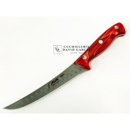 Java Cuchillo Deshuesador Curvo Nacar Rojo - Hoja  rígida de 15 cm