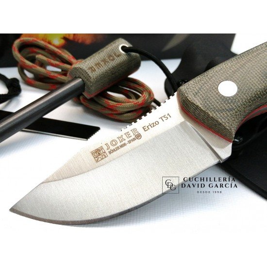 Joker Erizo TS1 CV81-F Micarta Verde Funda Kydex y Pedernal Joker Erizo TS1 CV81-F Micarta Verde Funda Kydex y Pedernal