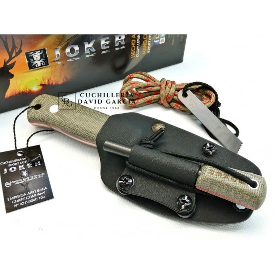 Joker Erizo TS1 CV81-F Micarta Verde Funda Kydex y Pedernal Joker Erizo TS1 CV81-F Micarta Verde Funda Kydex y Pedernal