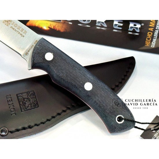 Joker Pantera CM17 Jute Micarta Negra  Funda Cuero