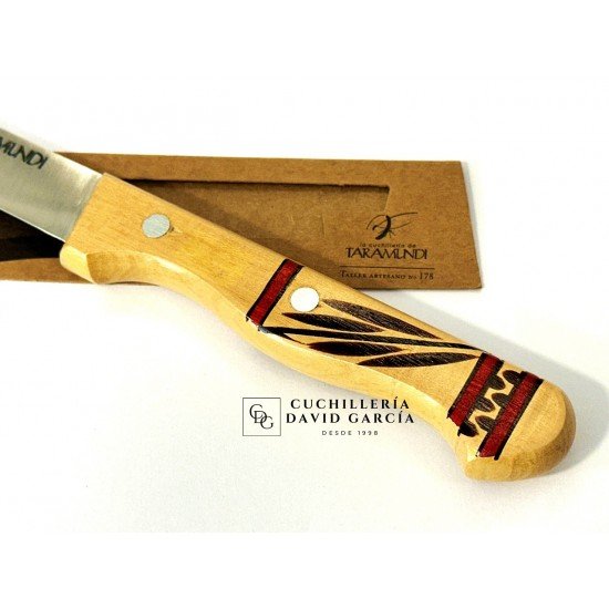 Cuchillo Jamonero Taramundi Mesa 24,5 cm Madera Boj Decorado Tradicional en Rojo Cuchillo Jamonero Taramundi Mesa 24,5 cm Madera Boj Decorado Tradicional en Rojo
