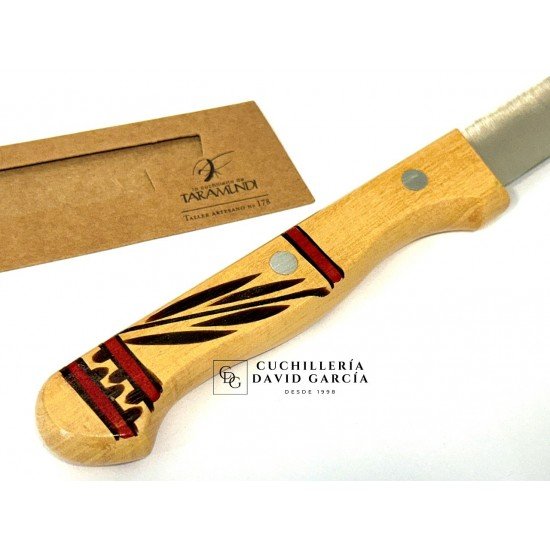 Cuchillo Jamonero Taramundi Mesa 24,5 cm Madera Boj Decorado Tradicional en Rojo Cuchillo Jamonero Taramundi Mesa 24,5 cm Madera Boj Decorado Tradicional en Rojo