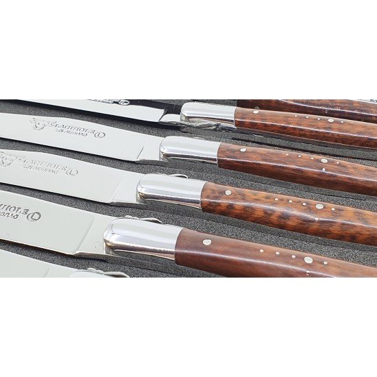 Laguiole en Aubrac juego de cuchillos para carne 6-unidades en madera de Amouratte 62C99AMIH Laguiole en Aubrac juego de cuchillos para carne 6-unidades en madera de Amouratte 62C99AMIH